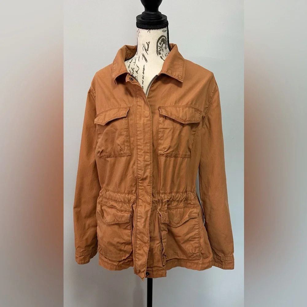 🍂🍂Jacket Old Navy Brown Cotton  with Floral Lining 🍂🍂 - Picture 2 of 14